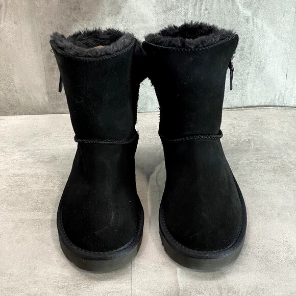 STYLE & CO Women's Black Leather Faux Fur Maevee Pull-On Winter Booties SZ 10 - Picture 2 of 9